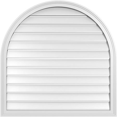 Ekena Millwork Round Top Surface Mount PVC Gable Vent: Functional, w/ 2"W x 1-1/2"P Brickmould Frame, 38"W x 38"H GVPRT38X3802SF